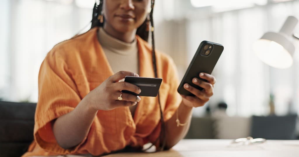 Paying on a phone with a card